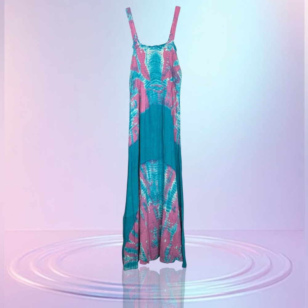 Pink and Blue Tie-Dye Hippie Festival Coverup Dress - NWT Medium